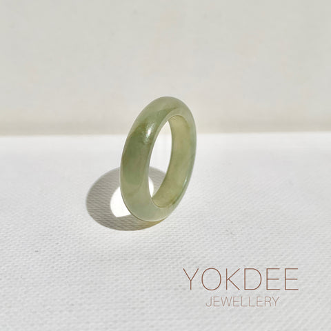 15.4mm A-Grade Natural Yellowish Green Jadeite Ring Band No: 161808