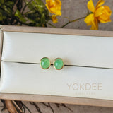 Icy A-Grade Natural Apple Green Jadeite MINI.malist Stud Earrings No. 180919
