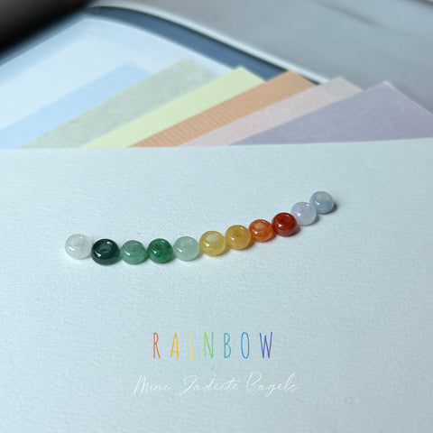 A-Grade Natural Rainbow Jadeite Mini Bagel Pieces No.172708