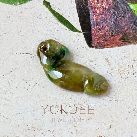 A-Grade Earthy Tone Jadeite Ruyi Pendant No. 172737