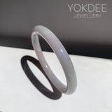 57.1mm A-Grade Natural Light Lavender Green Jadeite Traditional Round Bangle No.152081
