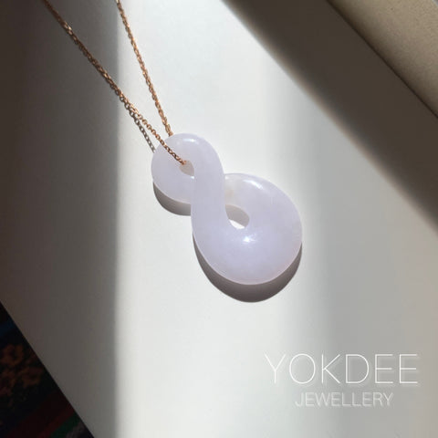 A-Grade Natural Lavender Jadeite Eternity Knot No.8 Pendant No.172595