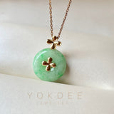 A-Grade Jadeite V.Petals Lilac Flower Donut Pendant No.172081