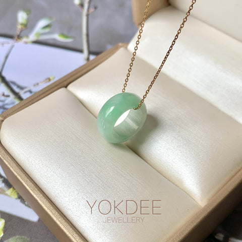A-Grade Natural Moss On Snow Jadeite Barrel No. 171784