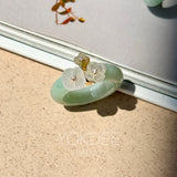 16.8mm A-Grade Natural Moss On Snow Jadeite Joseon Ring Band (Osmanthus Flower) No.162628
