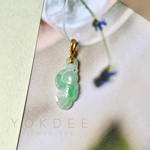 A-Grade Moss On Snow Jadeite Ruyi Pendant No.600132