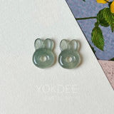 4.5 cts Icy A-Grade Natural Dark Green Jadeite Bunny Pair No. 180945