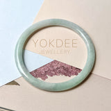 59.5mm A-Grade Natural Light Green Lavender Jadeite Traditional Round Slim Cut Bangle No.152114