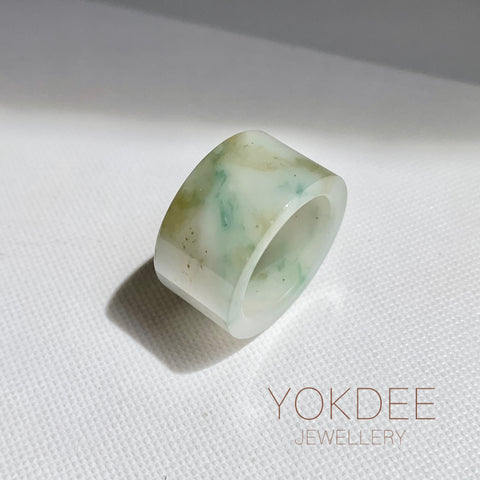 17.1mm A-Grade Natural Tri-Colour Jadeite Archer Ring Band No. 161853
