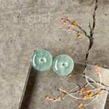 Icy A-Grade Natural Steel Blue Jadeite Donut Pair No.180941