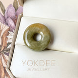 A-Grade Natural Yellow Brown Jadeite Bagel Piece No. 172648
