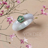 18.1mm A-Grade Natural Jadeite Joseon Dynasty Ring (Cherry Blossom) No.162556