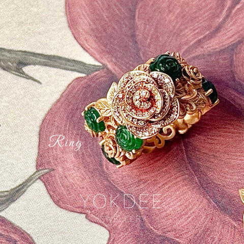 16.2mm Icy A-Grade Natural Imperial Green Jadeite Rosé Ring No.162488