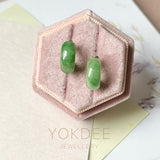 A-Grade Natural Imperial Green Jadeite Cloop Earring Studs No.180880