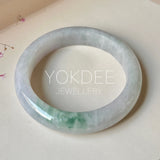 60.5mm A-Grade Natural Lavender Bluish Green Jadeite Modern Round Bangle No.  152202