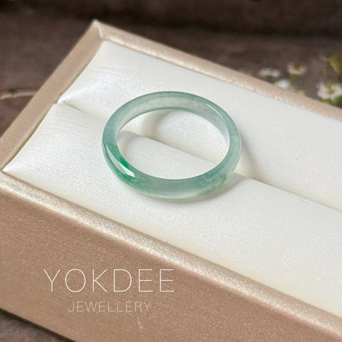 16.2mm Icy A-Grade Natural Blue Green Jadeite Slim Cut Ring Band No. 162570