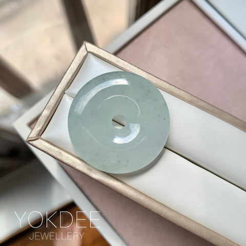 A-Grade Natural Light Bluish Green Jadeite Donut No.171510