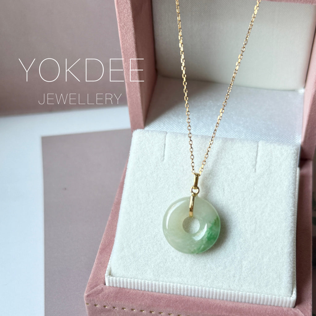 A-Grade Natural Moss On Snow Jadeite Donut Pendant No.172983