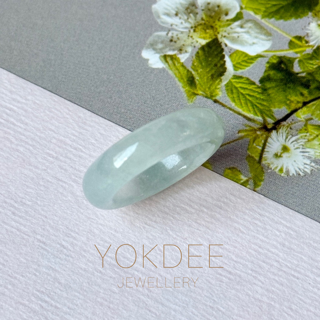 14.2mm Icy A-Grade Natural Light Green Jadeite Ring Band No. 162640