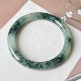 59.5mm A-Grade Natural Super Floral Jadeite Traditional Round Bangle No.152197