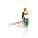 A-Grade Natural Jadeite Bonsai Ring (18k Black Gold, Yellow Gold, White Gold & Diamonds) No.161423