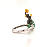 A-Grade Natural Jadeite Bonsai Ring (18k Black Gold, Yellow Gold, White Gold & Diamonds) No.161423