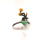 A-Grade Natural Jadeite Bonsai Ring (18k Black Gold, Yellow Gold, White Gold & Diamonds) No.161423