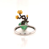 A-Grade Natural Jadeite Bonsai Ring (18k Black Gold, Yellow Gold, White Gold & Diamonds) No.161423