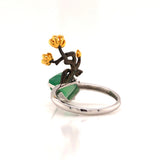A-Grade Natural Jadeite Bonsai Ring (18k Black Gold, Yellow Gold, White Gold & Diamonds) No.161423