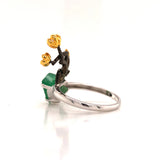 A-Grade Natural Jadeite Bonsai Ring (18k Black Gold, Yellow Gold, White Gold & Diamonds) No.161423