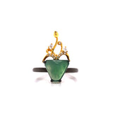 A-Grade Natural Jadeite Bonsai Ring (18k Black Gold, Yellow Gold & Diamonds) No.161422