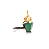 A-Grade Natural Jadeite Bonsai Ring (18k Black Gold, Yellow Gold & Diamonds) No.161422