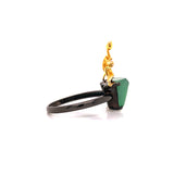 A-Grade Natural Jadeite Bonsai Ring (18k Black Gold, Yellow Gold & Diamonds) No.161422