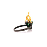A-Grade Natural Jadeite Bonsai Ring (18k Black Gold, Yellow Gold & Diamonds) No.161422