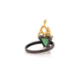 A-Grade Natural Jadeite Bonsai Ring (18k Black Gold, Yellow Gold & Diamonds) No.161422