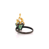 A-Grade Natural Jadeite Bonsai Ring (18k Black Gold, Yellow Gold & Diamonds) No.161422