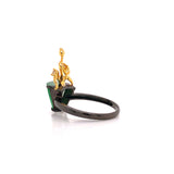 A-Grade Natural Jadeite Bonsai Ring (18k Black Gold, Yellow Gold & Diamonds) No.161422