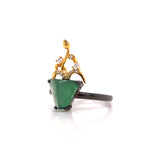 A-Grade Natural Jadeite Bonsai Ring (18k Black Gold, Yellow Gold & Diamonds) No.161422