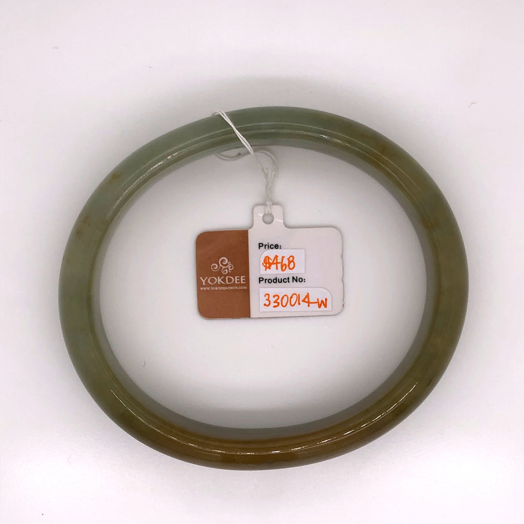54.1mm A-Grade Natural Green & Yellow Jadeite Modern Oval Bangle No.330014