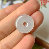 A-Grade Natural White Jadeite Donut Pendant No.170517