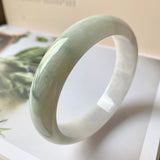 60.5mm A-Grade Natural Lilac and Light Green Jadeite Modern Round Bangle No.151885