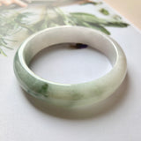 60.5mm A-Grade Natural Lilac and Light Green Jadeite Modern Round Bangle No.151885