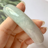 60.5mm A-Grade Natural Lilac and Light Green Jadeite Modern Round Bangle No.151885