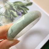 60.5mm A-Grade Natural Lilac and Light Green Jadeite Modern Round Bangle No.151885