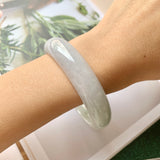 60.5mm A-Grade Natural Lilac and Light Green Jadeite Modern Round Bangle No.151885