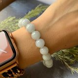 10mm A-Grade Natural Grey Jadeite Beaded Bracelet No.220568
