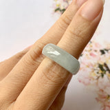 15.2mm A-Grade Grey Jadeite Saddle Loaf Ring Band No.220587