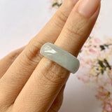 15.2mm A-Grade Grey Jadeite Saddle Loaf Ring Band No.220587