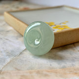 A-Grade Natural Light Green Jadeite Donut Pendant No.171769