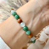 7.4mm A-Grade Natural Tri-Colour Jadeite Beaded Bracelet No.190347